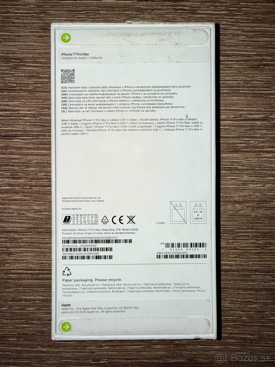 Apple Iphone 17 PRO MAX 2 TB , odpočet DPH, 24 mes. záruka