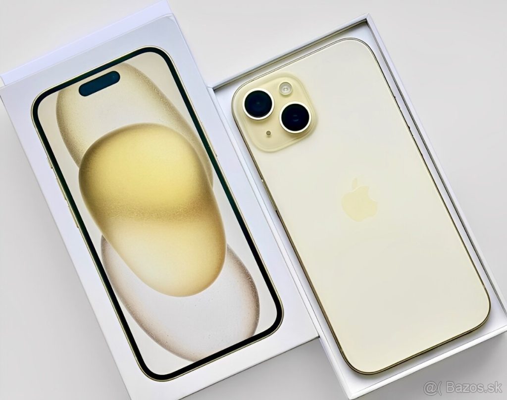 iPhone 15 Yellow BATERIE 100% TOP