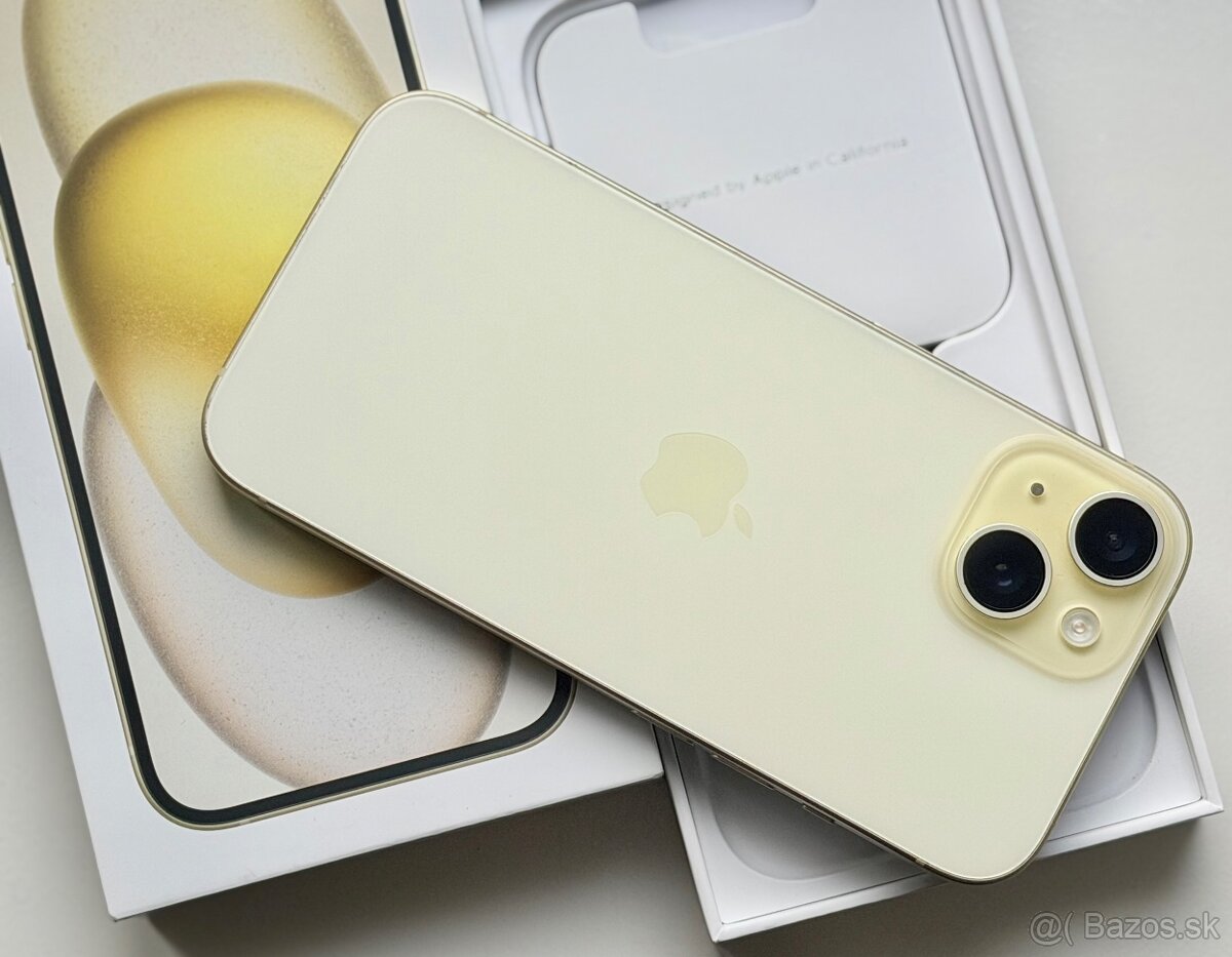 iPhone 15 Yellow BATERIE 100% TOP