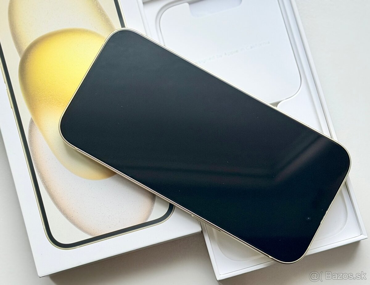 iPhone 15 Yellow BATERIE 100% TOP