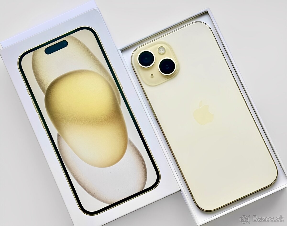iPhone 15 Yellow BATERIE 100% TOP
