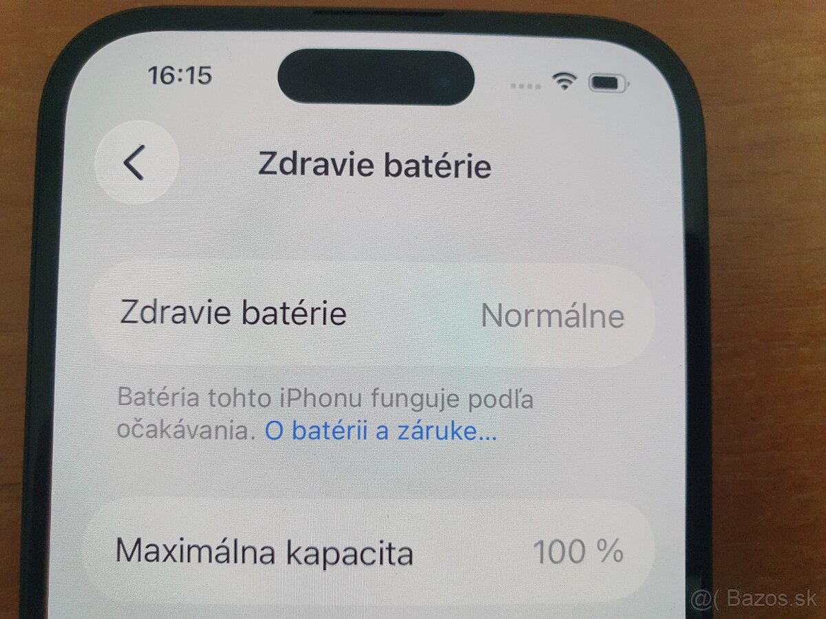 Apple iPhone 15 128GB 100% Zdravie batérie
