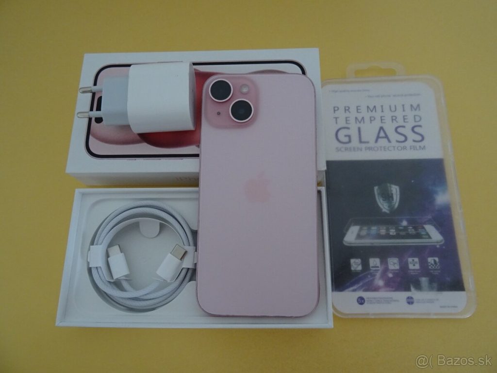iPhone 15 128GB PINK- ZÁRUKA 1 ROK – 100% BATERIA