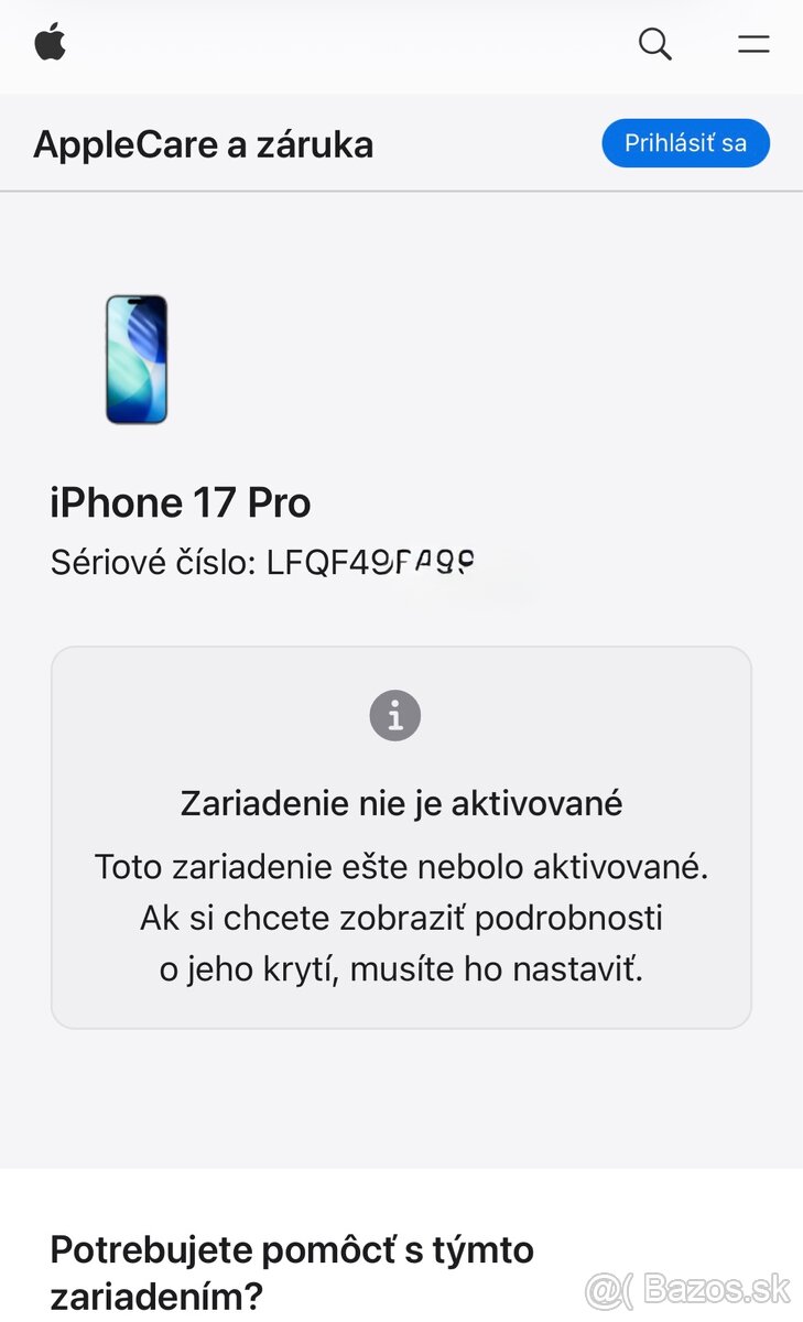 NOVÝ, NEROZBALENÝ – Iphone 17 Pro 512 GB SILVER