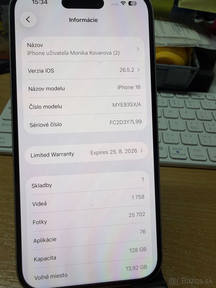 Apple iphone 16 biely 128GB