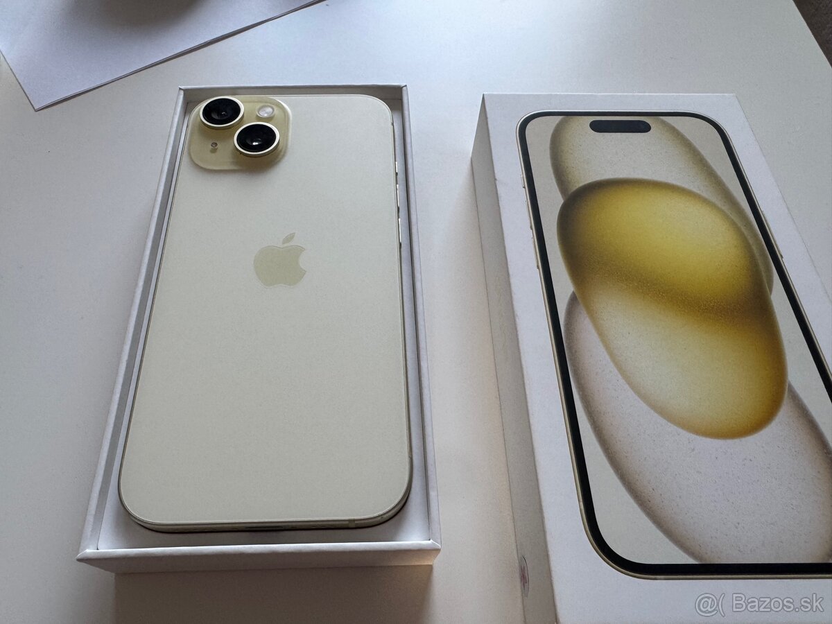 iPhone 15 Yellow 128Gb white TOP stav