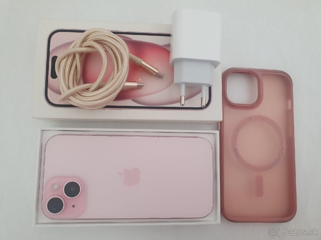 iPhone 15 128GB 100% kapacita batérie RUŽOVÝ