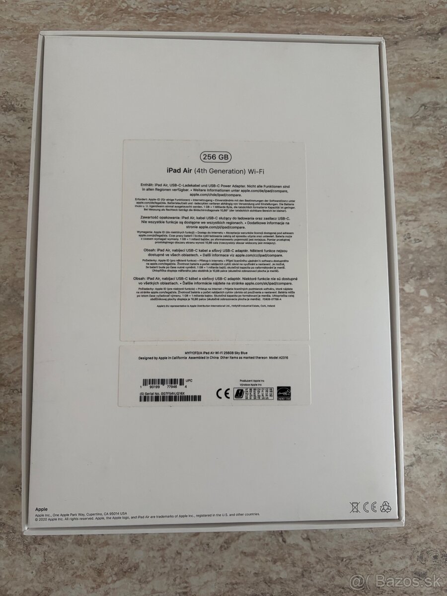 iPad Air Sky Blue WiFI 4th Gen 256 GB + pencil + 2x obal