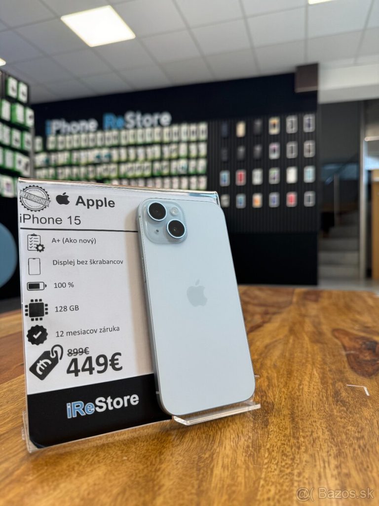 REZ. ZÁRUKA 1 ROK |  iPhone 15 128GB Blue