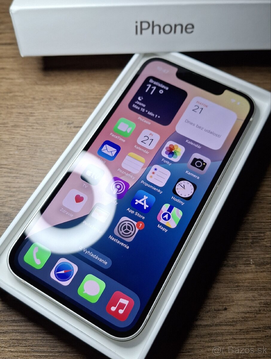 Iphone 13 Mini WHITE 128GB,ORIGINÁL BAT.100% TOP STAV