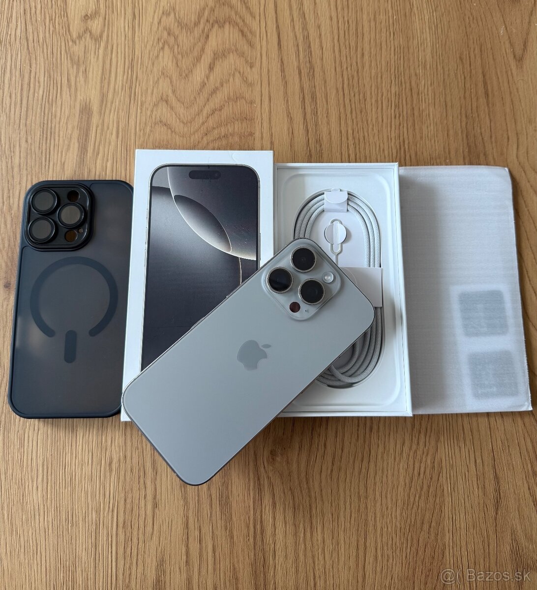iPhone 16Pro Natural Titanium 128gb, záruka + príslušenstvo