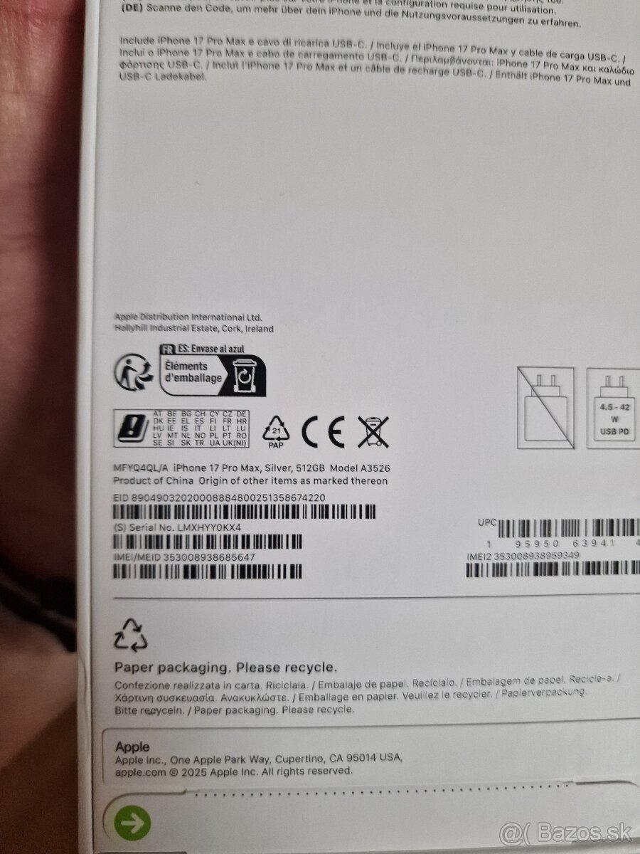 iPhone 17 pro Max 512Gb Silber