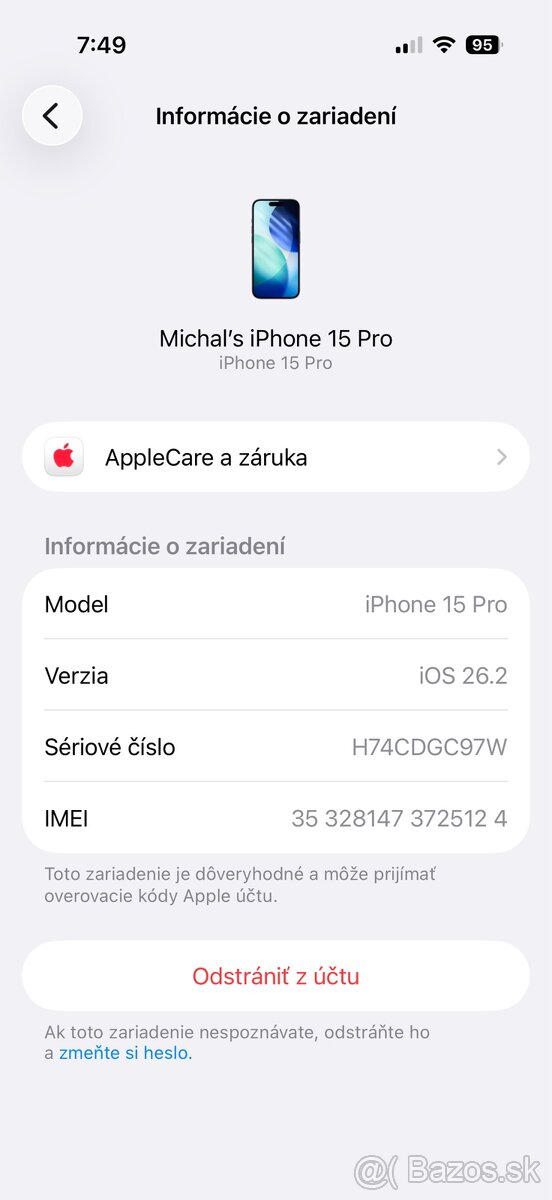 Predám iPhone 15 Pro 256 GB