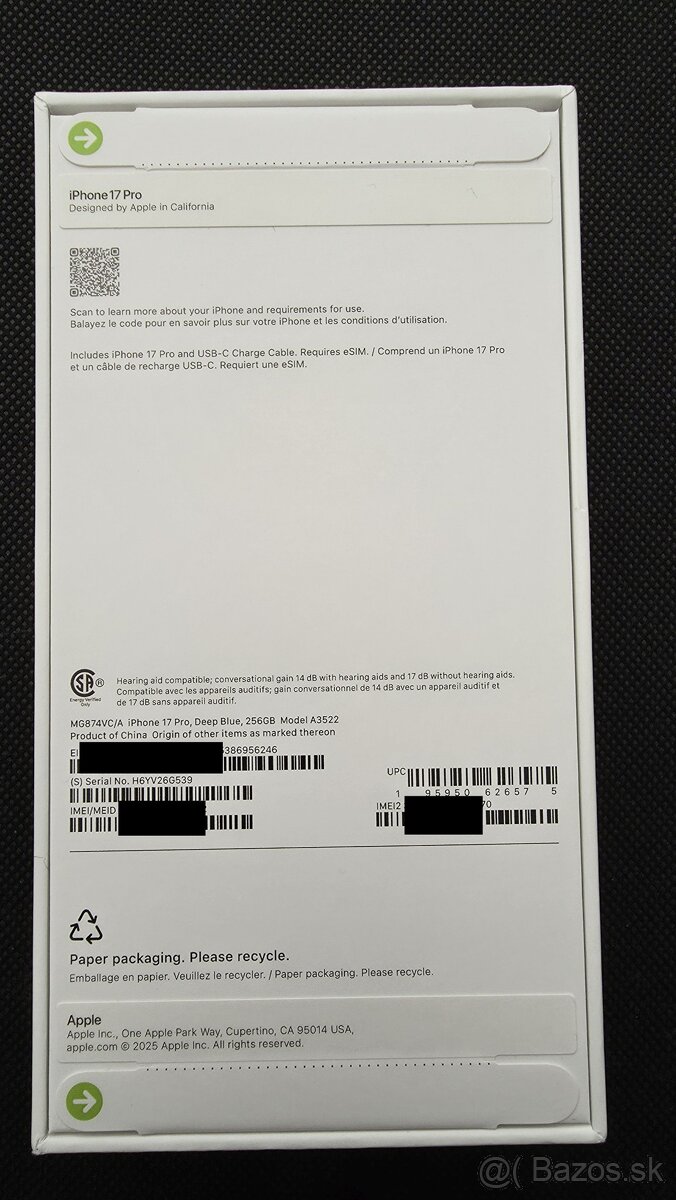 Apple iPhone 17 PRO 256GB Deep Blue , nový zapečateny
